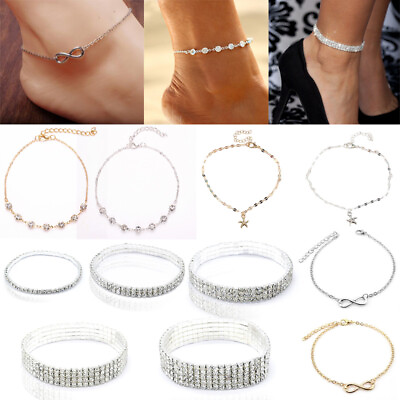 #ad Boho Beads Ankle Bracelet Women Gold Silver Anklets Adjustable Chain Foot Beach↷ $1.29