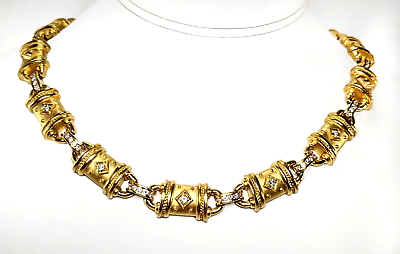 #ad Unique 18K Gold Approximately 2.35 Ct Diamond Bar Chain Necklace 18quot; x 13mm $10995.00
