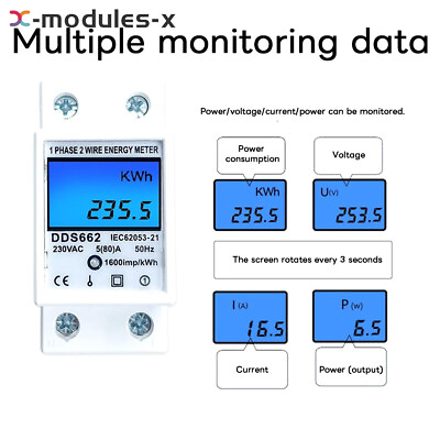 #ad #ad Digital Power Energy Monitor Single phase Electric Energy Meter Multifunctional $8.49