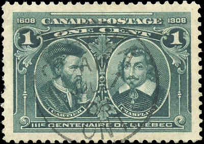 #ad Used Canada 1908 1c VF Scott #97 Quebec Tercentenary Issue Stamp C $30.34