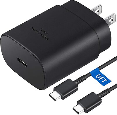25W Type USB C Super Fast Wall Charger 6FT Cable For Samsung Galaxy S20 S21 S22 $9.45