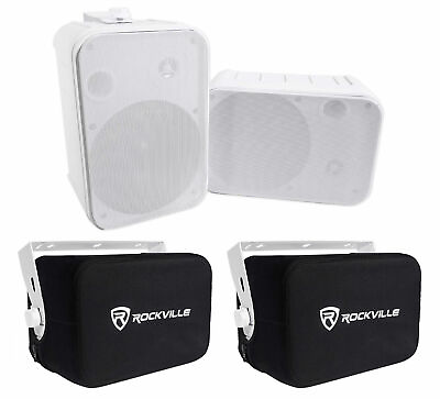 #ad 2 Rockville HP65S 6.5quot; 500w Outdoor Patio Backyard Speakers w Waterproof Covers $93.95