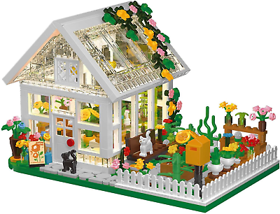 #ad Flower House Building Mini Set with LED City Street View Greenhouse Building Bl $44.88