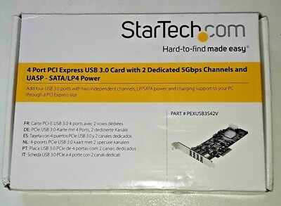 Startech.com PEXUSB3S42V 4 Port PCI Express PCIE USB 3.0 Card Adapter W 2 5GBPS $80.00