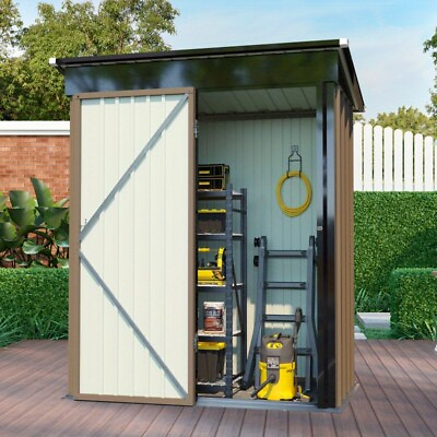 #ad Outdoor Storage Shed 5*3ft Tool Shed w Sloping Roof amp; Lockable Door Metal Shed $150.48