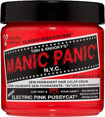 #ad Manic Panic Classic Vegan Semi Permanent Hair Dye 4oz 64 Electric Pink Pussycat $11.99