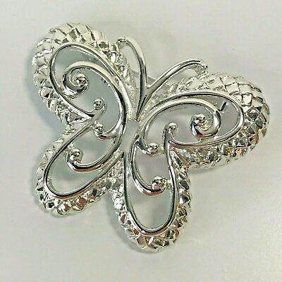 #ad Vintage Butterfly Elegant Evening Pin Brooch Silver Tone 1x2 21 $18.75