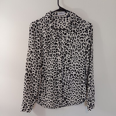 #ad Express The Portofino Shirt Size XS Animal Printed Womens Long Sleeve Button $20.00