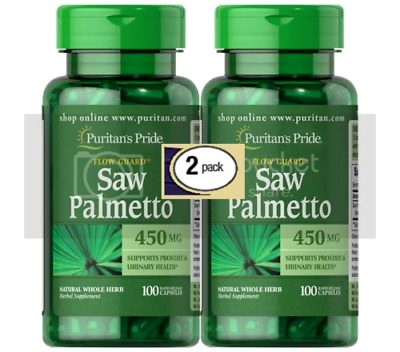 #ad 2 Pack Saw Palmetto 200 Caps 2x100 Prostate and Urinary Track Health 450mg $19.50