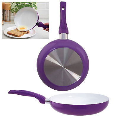 #ad 1 Pc Non Stick Fry Pan 8quot; Ceramic Coated Aluminum Eco Healthy Cookware Purple $18.80