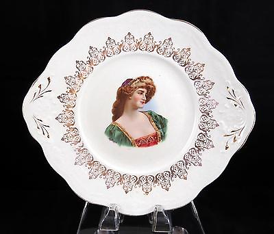 #ad GERMAN VIENNA SIGNED NOBLE WOMAN PORTRAIT 11quot; CAKE PLATE 1880 1930 $19.44