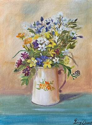 #ad HandMade Classic Oil painting Still Life Flower Bouquet 10 Canvas Pane1 9x12quot; $79.99