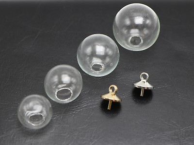 #ad 10 Pcs Empty Round Glass Globe Bottle Pendants with Pin Bail Cap 12mm 18mm $2.69