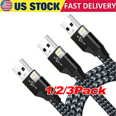 #ad 3 Pack Charging Cable Heavy Duty For iPhone 14 13 7 6 Plus Charger Charging Cord $9.79