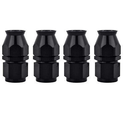 #ad 4pcs PTFE Hose End Fittings 6AN 8AN 10AN 0° Degree Fits PTFE Hose Only Black $9.09