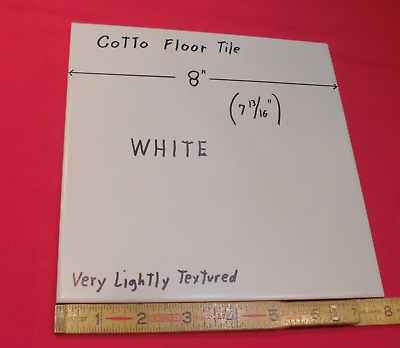 #ad 1 pc. *White* Ceramic Floor Tile 8quot; Very Lightly Textured by Cotto Matte New $10.55