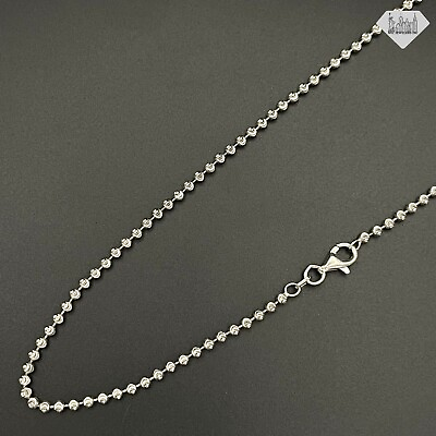 #ad Italian Solid Sterling Silver Bead Ball Chain Necklace 925 Silver Chain Unisex $13.00