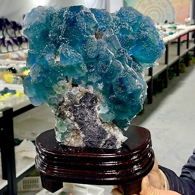 #ad 6.73LB Rare transparent blue cubic fluorite mineral crystal sample China $2198.00