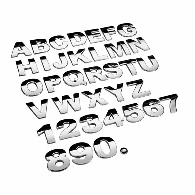 #ad 25mm Metal Emblem Chrome Silver Matte Black Car Sticker Letter Alphabet Number $1.99