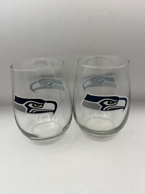 #ad Set of 2 Seattle Seahawks Football 16 Oz. Stemless Wine Glasses $24.99