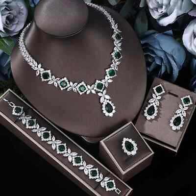 #ad Ingenious Luxury 4pcs Bridal Zirconia Jewelry Sets Party Crystal Wedding Jewelry $98.60