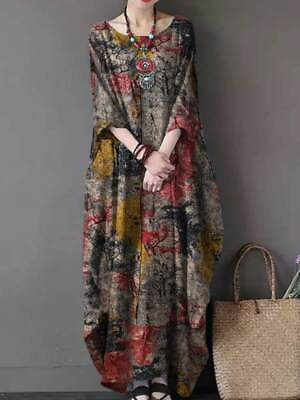 #ad 2023 Plus Size Women#x27;s Printed Dress Elegant Autumn Casual Robe $39.17