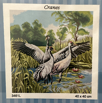 #ad Printed needlepoint tapestry Orchidea 40x40 Cranes 3461 $33.99