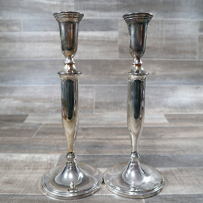 #ad VTG Godinger Silver Art Co Candlesticks Candle Holders Pair Plated Set of 2 $22.47