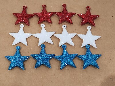 #ad Patriotic 4th Of July MINI Star Ornaments Red White Blue Ornaments 1quot; 12pc $9.99