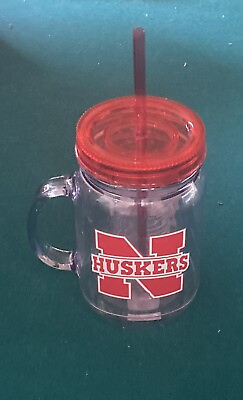 #ad Vintage Nebraska Cornhuskers NCAA 16oz Plastic Mug. Comes with Lid amp; Straw. $17.99