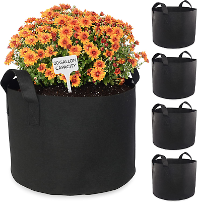 #ad 5 Pack 20 Gallon Large Grow Bags with Handles Fabric Planters for Outdoor Plant $30.36