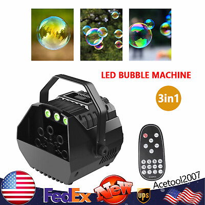 #ad Bubble Maker Machine Auto Blower DJ Party Wedding LED RGB Stage Effect Remote15W $29.45