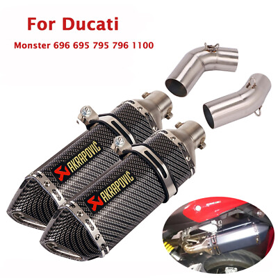 #ad For Ducati Monster 796 696 695 795 1100 Exhaust System Mid Pipe Muffler 370mm $175.19