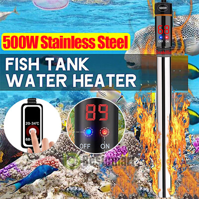#ad 500WATT LED Aquarium Heater Anti Explosion Submersible Fish Tank Stainless Steel $28.85