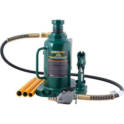 #ad Omega Bottle Jack Air Hydraulic 20 Ton W Manual Hand Pump Versatile Connector $635.07