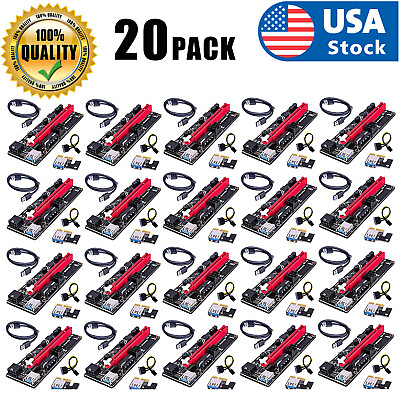 #ad 20PACK PCI E 1x to 16x Powered USB3.0 GPU Riser Extender Adapter Card VER 009s $99.98