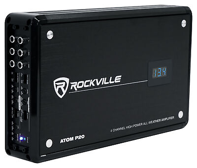 #ad Rockville ATOM P20 1600w 4 Channel Marine ATV Car Bluetooth AmplifierVolt Meter $124.95