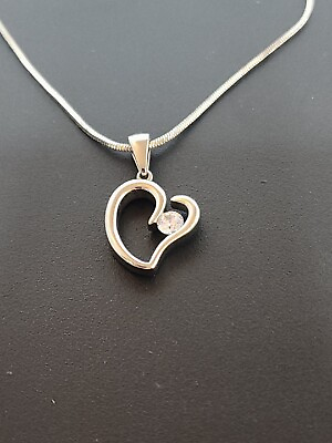 #ad Silver tone Heart Necklace 18quot; $8.00