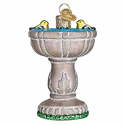 #ad Old World Christmas Glass Blown Ornament Birdbath With OWC Gift Box $11.31