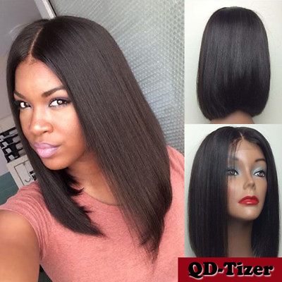 #ad Heat Resistant Lace Front Wig Synthetic Hair Bob Straight Black Wigs for Women $24.90