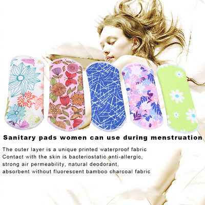 #ad 5x 165MM Menstrual Towel Pad Reusable Washable Women Sanitary Cloth Pad Pouch $10.55