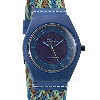 #ad SKAGEN Samso Series Mens Solar Powered Watch Blue Green Braided Strap Tide Ocean $59.80