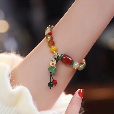 #ad New Women Colorful Stone Ethnic Auspicious Bracelet Holiday Party Friends Gift $12.98