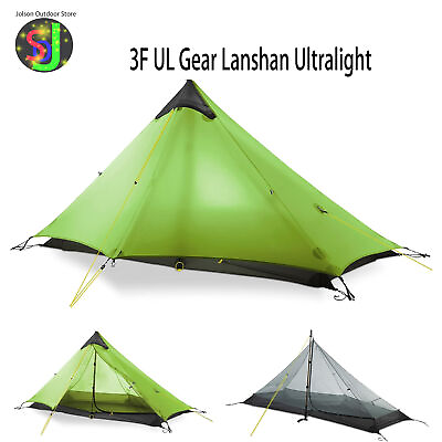 #ad 3F UL GEAR LANSHAN Ultralight Tent 3 Season Backpacking Tent Green For 1 Person $197.77