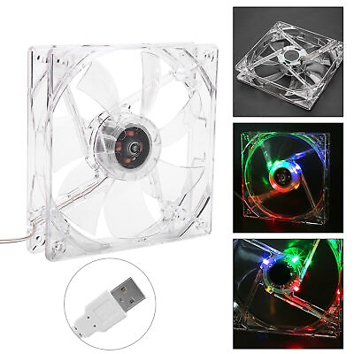 #ad 4 LEDs DC 5V 12cm 120x120x25mm USB PC CPU Cooling Fan Transparent Case 120mm FOD $10.51