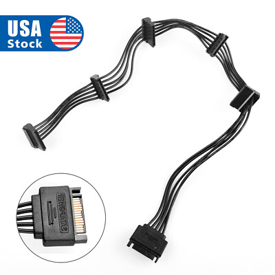 #ad NEW 15 Pin SATA Power 1 Male To 5 Female Splitter Hard Drive Cable for HDD SSD $8.49