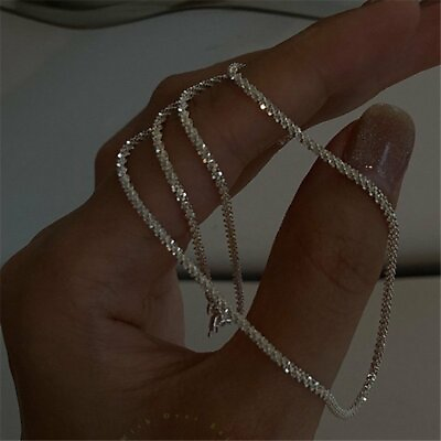 #ad 925 Silver Shiny Gypsophila Glitter Chain Necklace Clavicle Women Jewelry Gifts AU $2.07