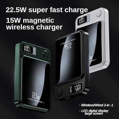 Magnetic Wireless Power Bank Wirelessly Charging External Battery 5000mAh $13.89
