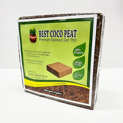 #ad Best Coco Peat Premium Coir Pith 5Kg 11 Lbs Block Expands to 15 GallonLow EC $19.98