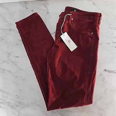 #ad Ag Adriano Goldschmied Super Skinny Ankle Burnt Red Corduroy Jeans 29 NWT $67.99